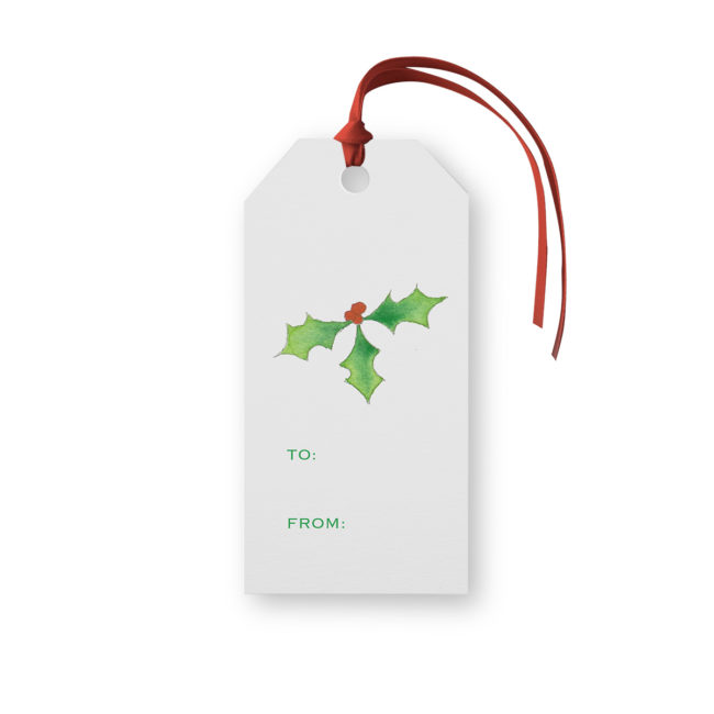 Holly Classic Gift Tag printed on White paper.
