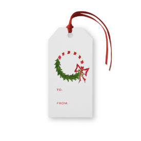 Candy Cane Wreath Classic Gift Tag printed on white paper.