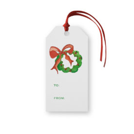 Wreath with Holly Classic Gift Tag printed on White paper.