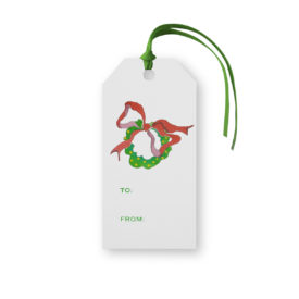 Wreath with Lights Classic Gift Tag printed on White paper.