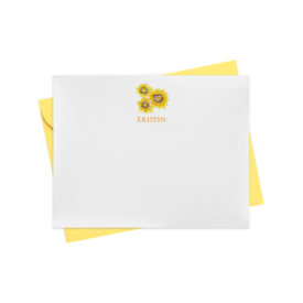 Sunflowers Flat Note Card printed on white paper.