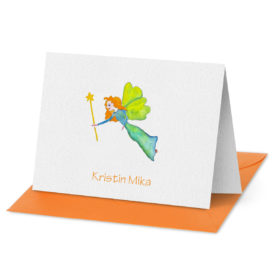 Fairy image adorns a Folded Note Card printed on white paper.