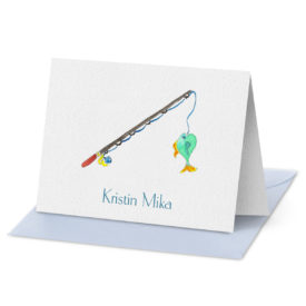 Fishing Rod image adorns a Folded Note Card printed on white paper.
