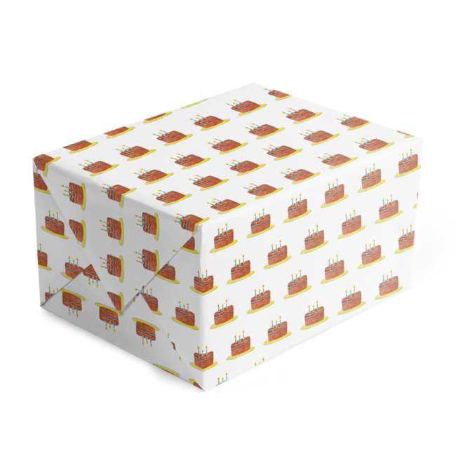 Birthday Cake Classic Gift Wrap printed on White paper.