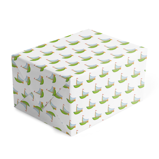 Boat Classic Gift Wrap printed on White paper.
