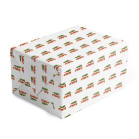 Holiday Car with Tree Classic Gift Wrap printed on White paper.