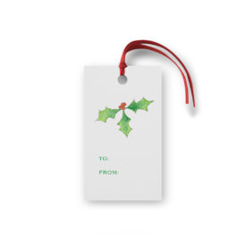 Holly Glittered Gift Tag printed on White paper.