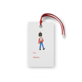 Toy Soldier Glittered Gift Tag printed on White paper.