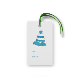 Winter Hat Glittered Gift Tag printed on White paper.