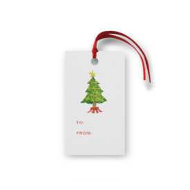 Christmas Tree Glittered Gift Tag printed on White paper.