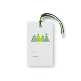 Trees Glittered Gift Tag printed on White paper.
