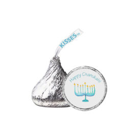Menorah Candy Sticker that fits on the bottom of a Hershey's kiss.