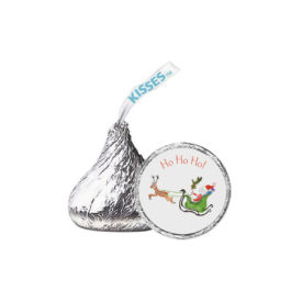 Santa and his Sleigh Candy Sticker that fits on the bottom of a Hershey's kiss.