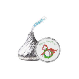 Wreath with Lights Candy Sticker that fits on the bottom of a Hershey's kiss.