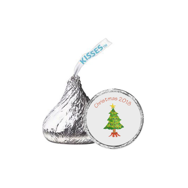 Christmas Tree Candy Sticker that fits on the bottom of a Hershey's kiss.