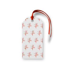 Red Coral Motif Gift Tag printed on White paper.
