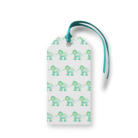 Elephant Motif Gift Tag printed on White paper.