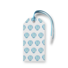 Blue Shell Motif Gift Tag printed on White paper.