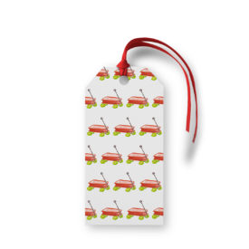 Red Wagon Motif Gift Tag printed on White paper.