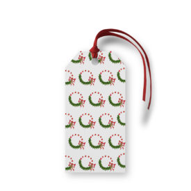 Candy Cane Wreath Motif Gift Tag printed on white paper.