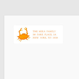 Orange Crab Return Address Label printed on a White label.