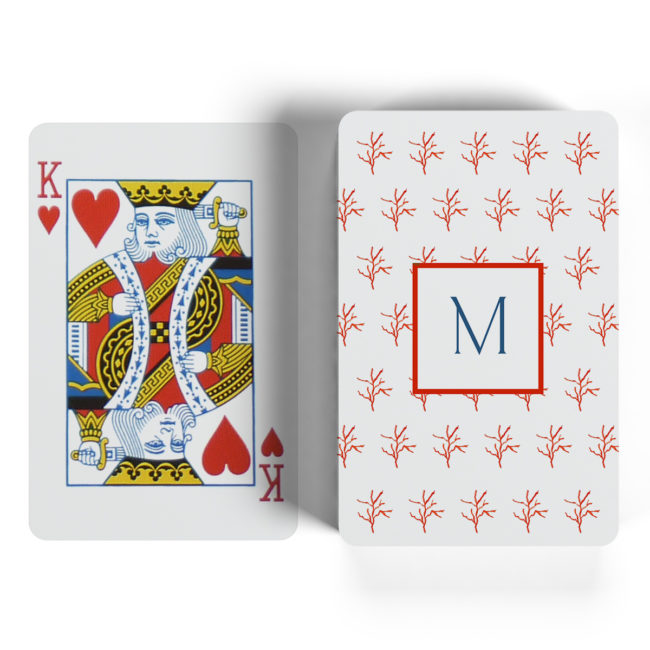 red coral motif playing cards