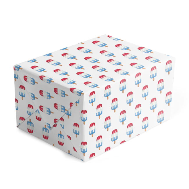 classic gift wrap featuring a bomb pop image printed on white paper.