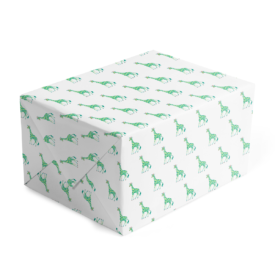 Classic gift wrap featuring a giraffe image printed on white paper.
