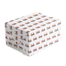 Train Classic Gift Wrap printed on white paper.