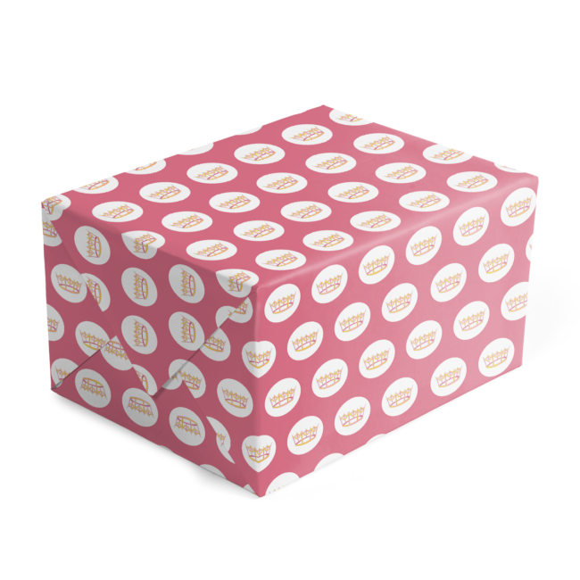 crown preppy gift wrap printed on White paper.
