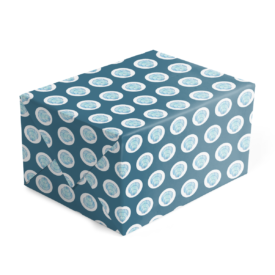 blue shell preppy gift wrap printed on white paper.