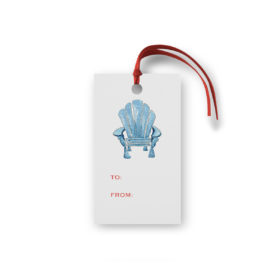 adirondack chair glittered gift tag printed on White paper.