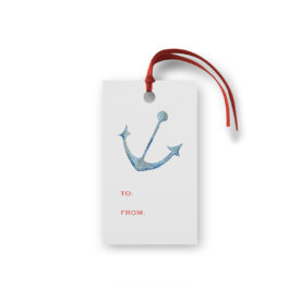anchor glittered gift tag printed on White paper.