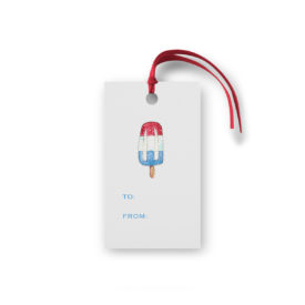 bomb pop glittered gift tag printed on White paper.