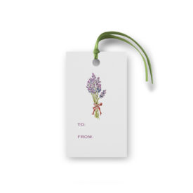 lavender glittered gift tag printed on White paper.