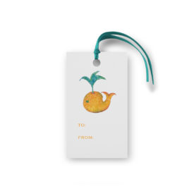 whale glittered gift tag printed on White paper.