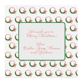 Candy Cane Wreath Square Motif Photo Card