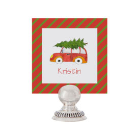 Holiday Car with Tree Place Card printed on White paper.