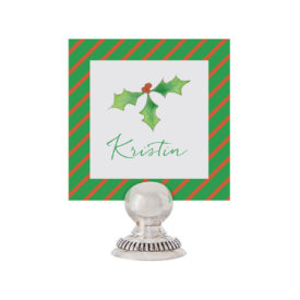 Holly Place Card printed on White paper.