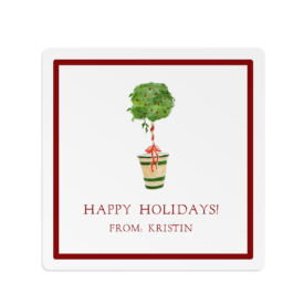 Holiday Topiary Square Gift Sticker