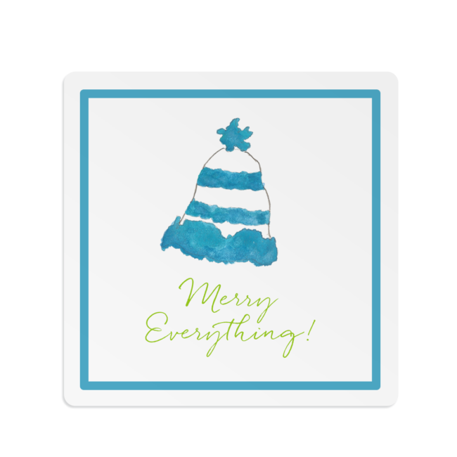 Winter Hat Square Gift Sticker