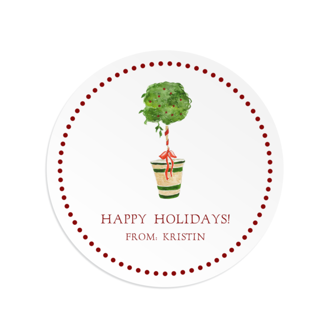 Holiday Topiary Round Gift Sticker