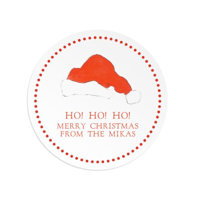 Santa Hat Round Gift Sticker