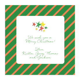 Holiday Stars Square Striped Photo Card