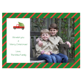 Holiday Truck with Tree Striped 5x7 Photo Card