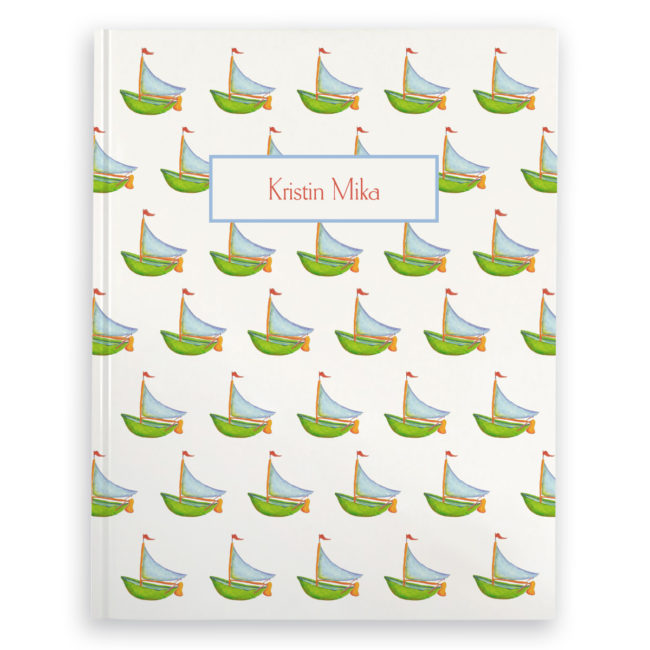 Sailboat image adorns a Journal with blank pages.