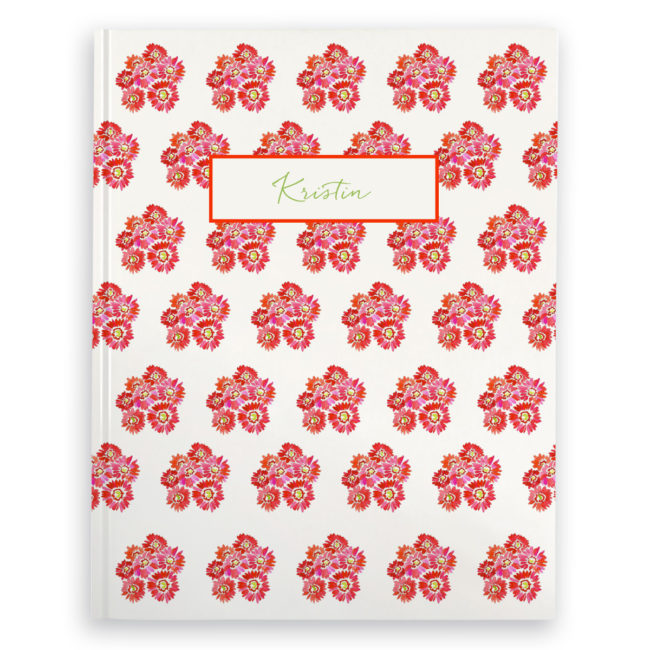 gerber daisies image adorns a journal with blank pages.