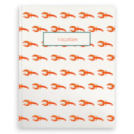 lobster image adorns a journal with blank pages.