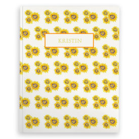 sunflowers image adorns a journal with blank pages