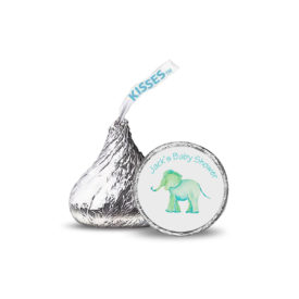 Elephant Candy Sticker printed on small rounds labels that fit on the bottom of a Hershey's kiss.